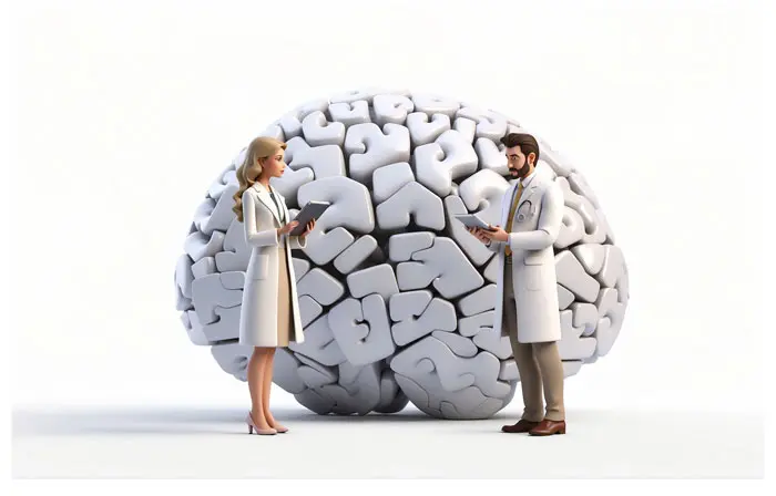 Neurologists Discussing Brain Health 3D Character Graphic Illustration